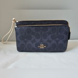 Coach Navy Blue Signature Wristlet